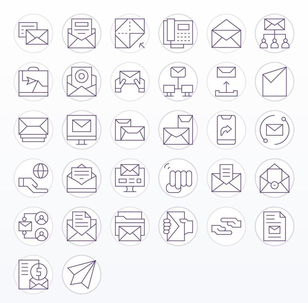 Send Design Icons featuring 32 Pixel Optimized Thin Line Style vector