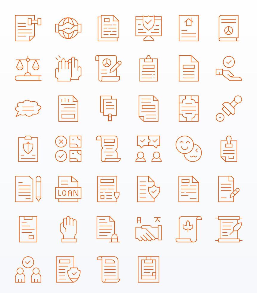Agreement Icon Library with 40 Thin Line 256x256 Pixel Optimized Designs vector