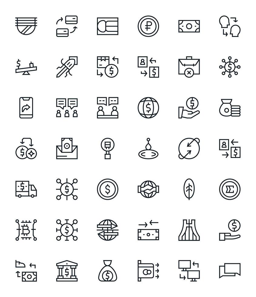 Exchange Icon Toolkit featuring 42 Pixel Aligned 128x128 Regular Line elements vector