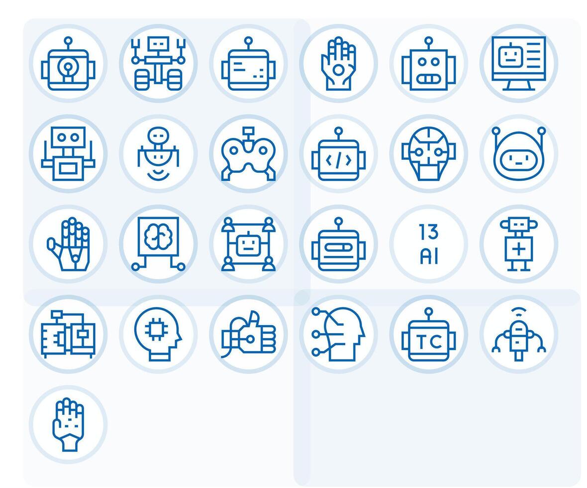 25 Icons for Robotics optimized in Pixel Optimized Retina Ready Regular Line resolution vector