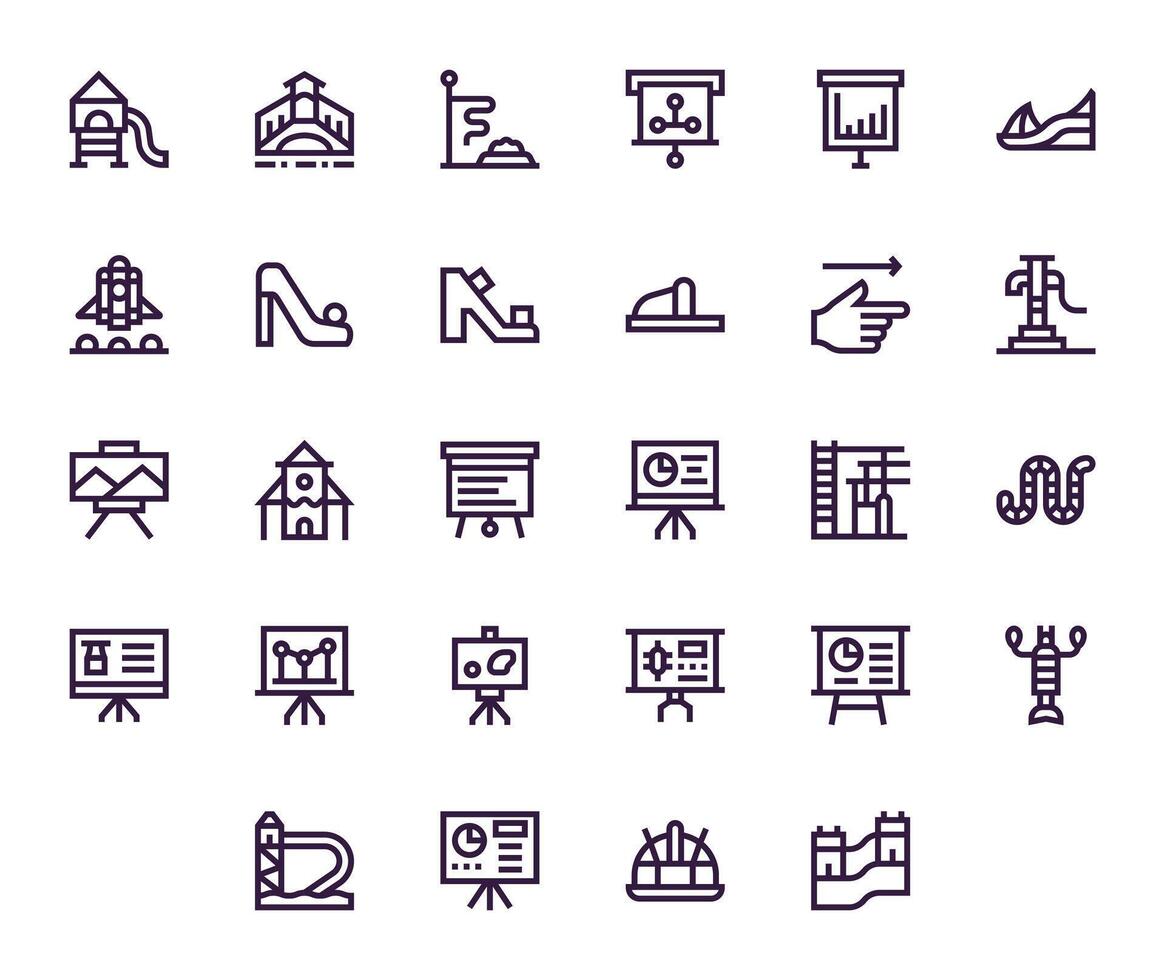 28 Icons for Slide featuring High Resolution Editable Bold Line Graphics vector