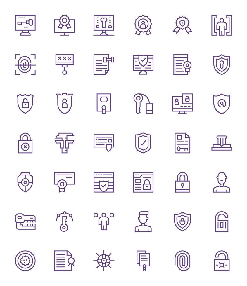 Authentication Digital Pack containing 42 Pixel Optimized Regular Line 128x128 Icons vector