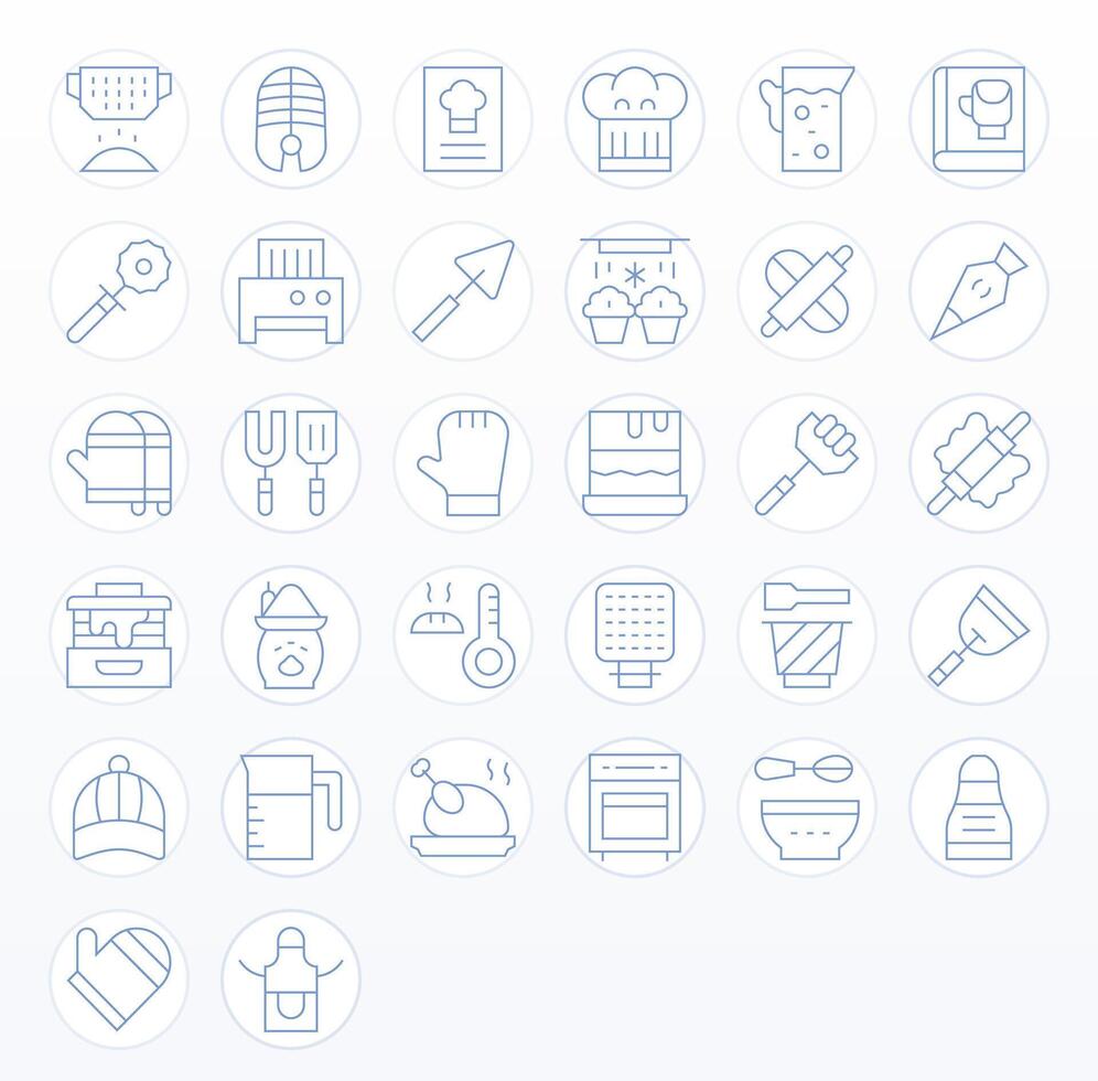 32 Thin Line Pixel Aligned Vectors for Baking Theme