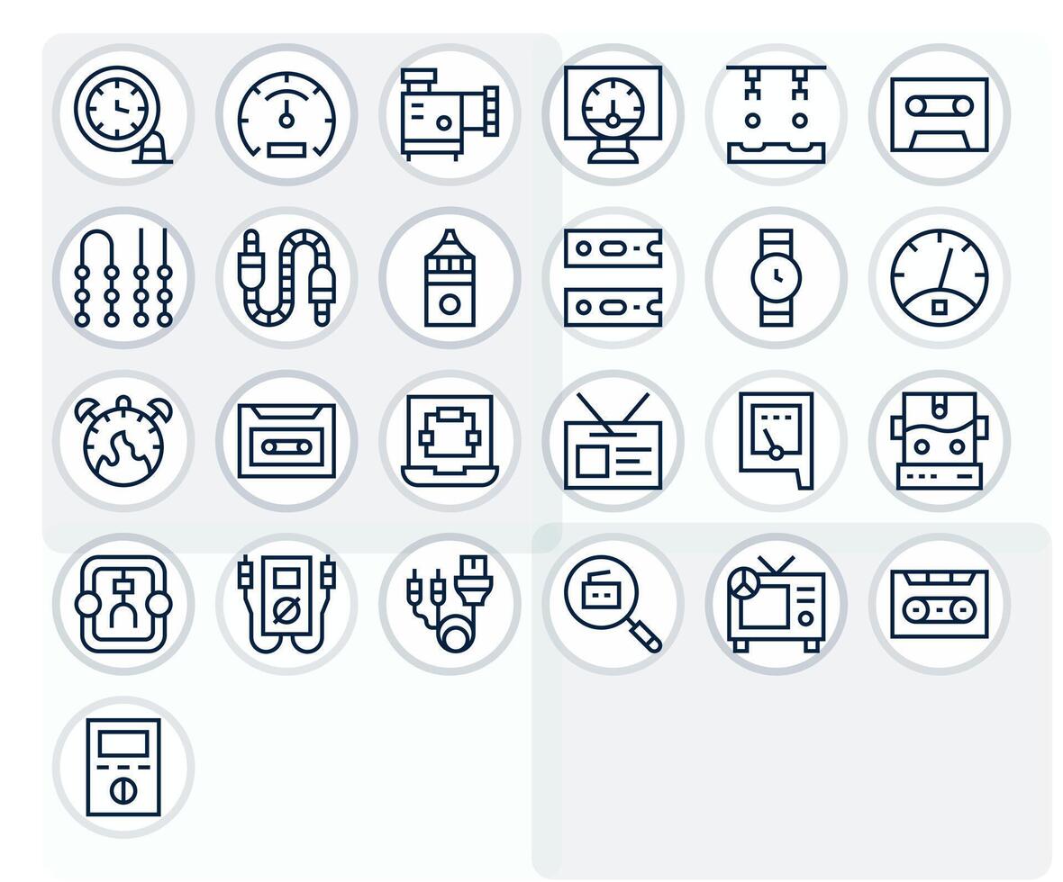 25 128x128 Regular Line Icons optimized for Analog Editable display vector