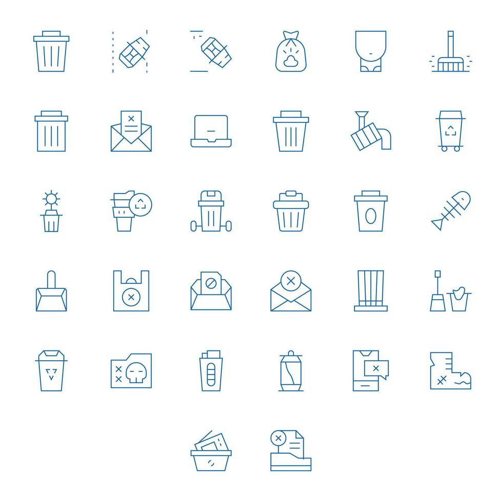 32 Thin Line Editable Icons tailored for Trash 128x128 interface vector