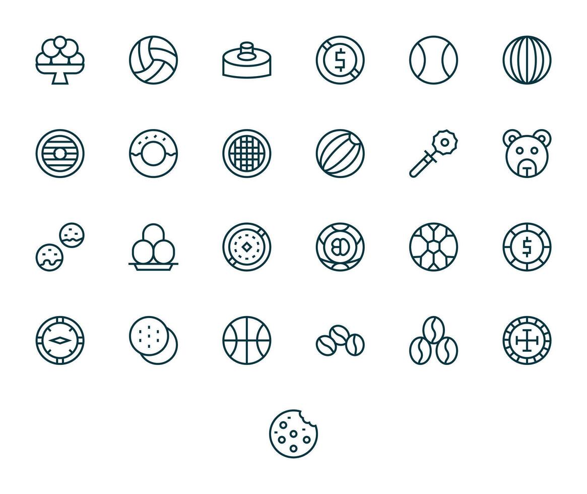 25 64x64 Regular Line Icons optimized for Round Editable display vector