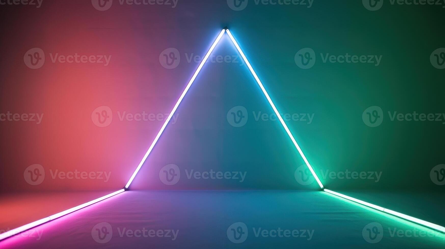 Glowing Triangle Creating Colorful Room Space With Gradient Hues photo