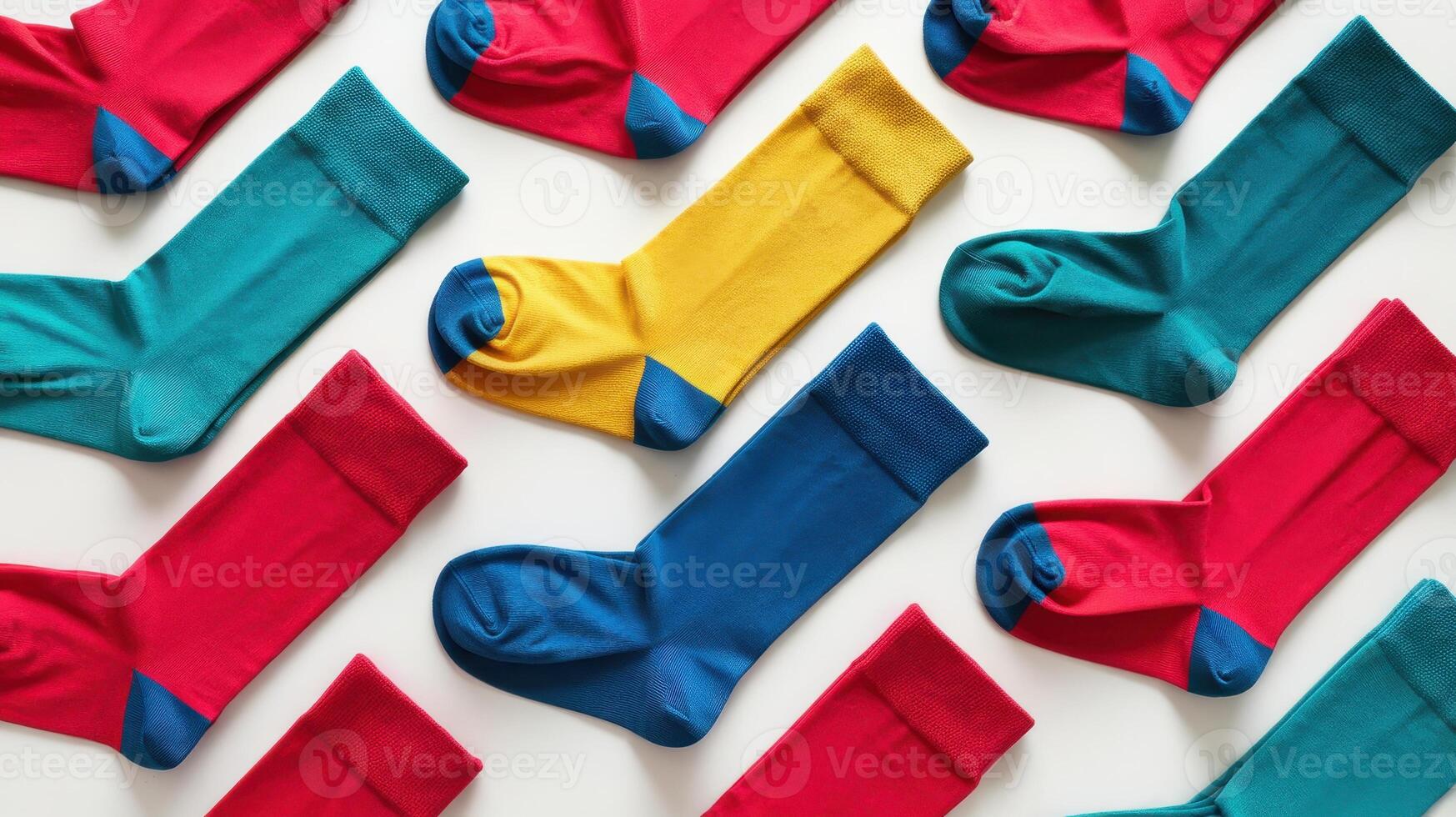 Colorful Socks Display a Pattern on a Flat White Surface During the Daytime photo