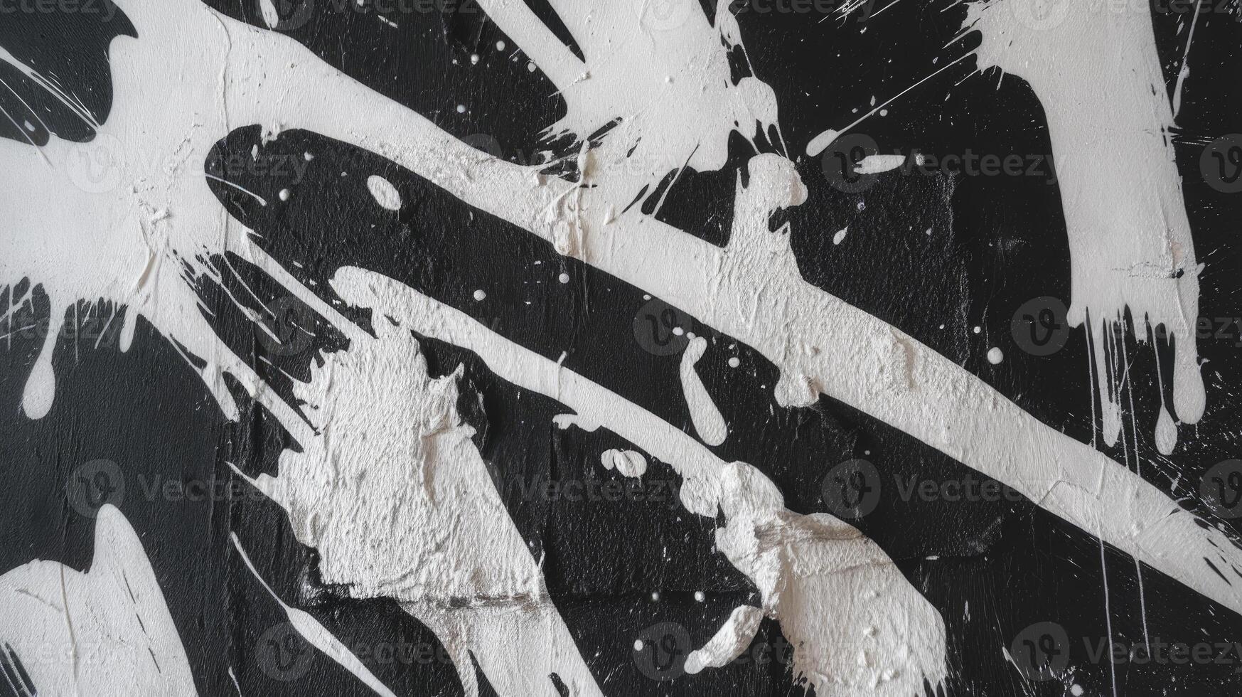 Black Wall With White Paint Splashes Creating Abstract Patterns and Textures photo