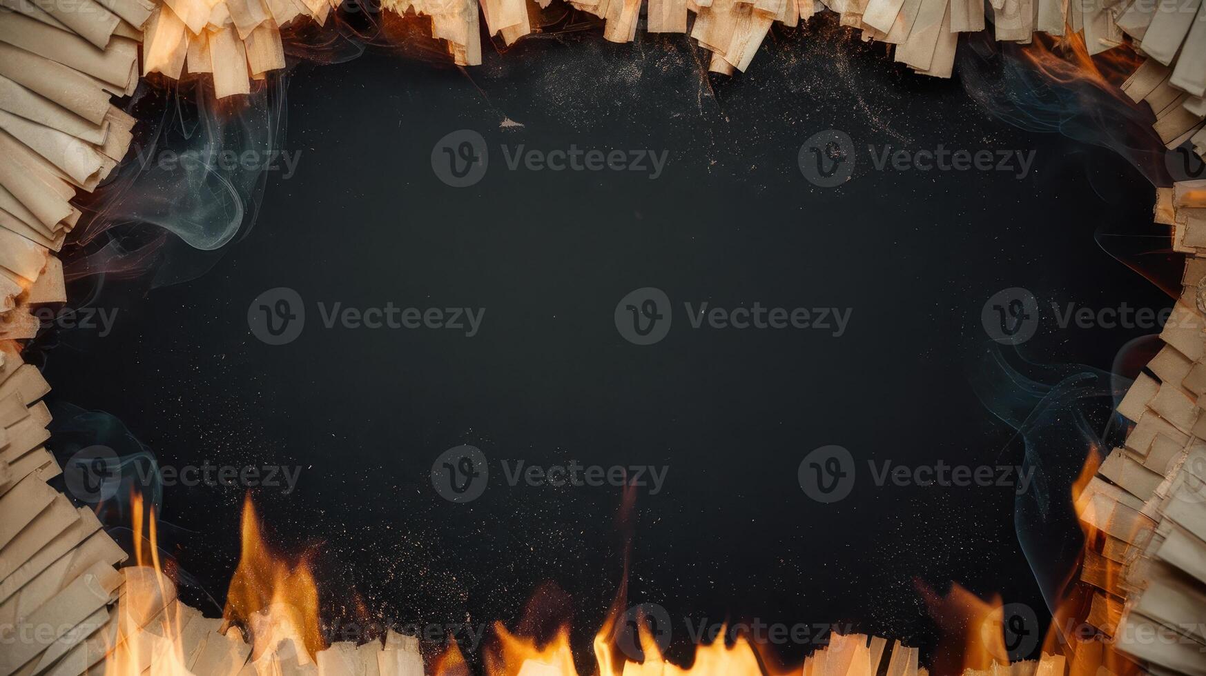 Burning Paper Frame Creating a Dark Void With Visible Smoke photo