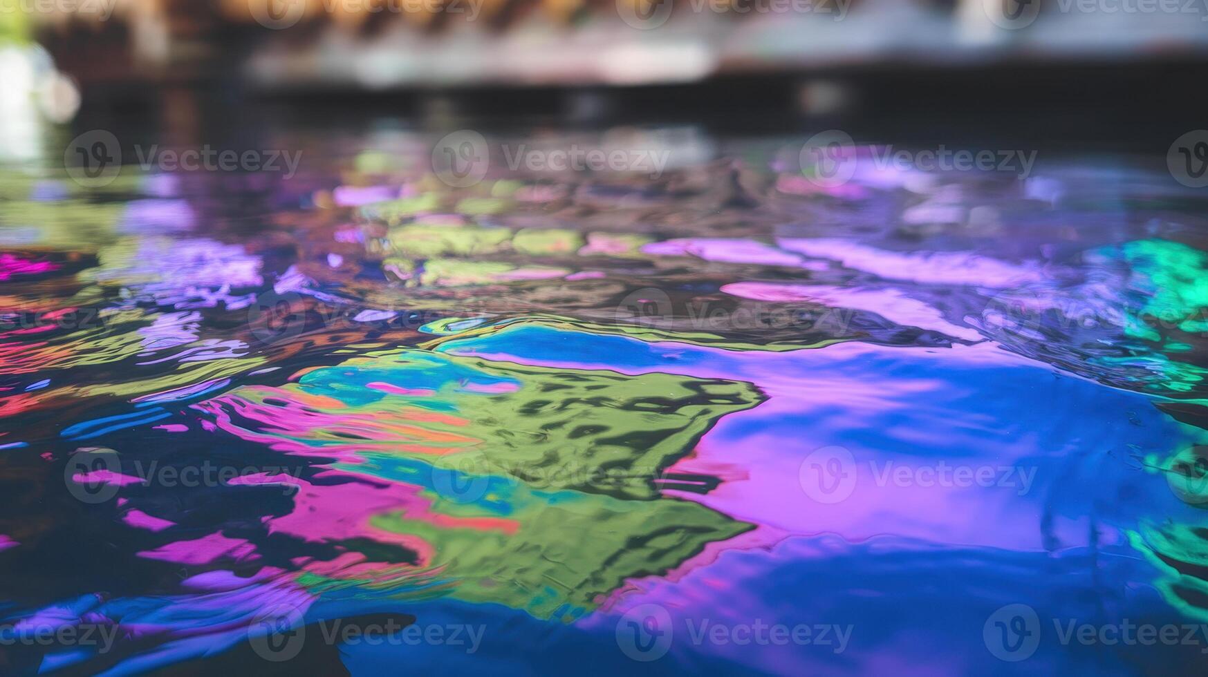 Colorful Reflections Create Abstract Shapes in the Water During Twilight photo