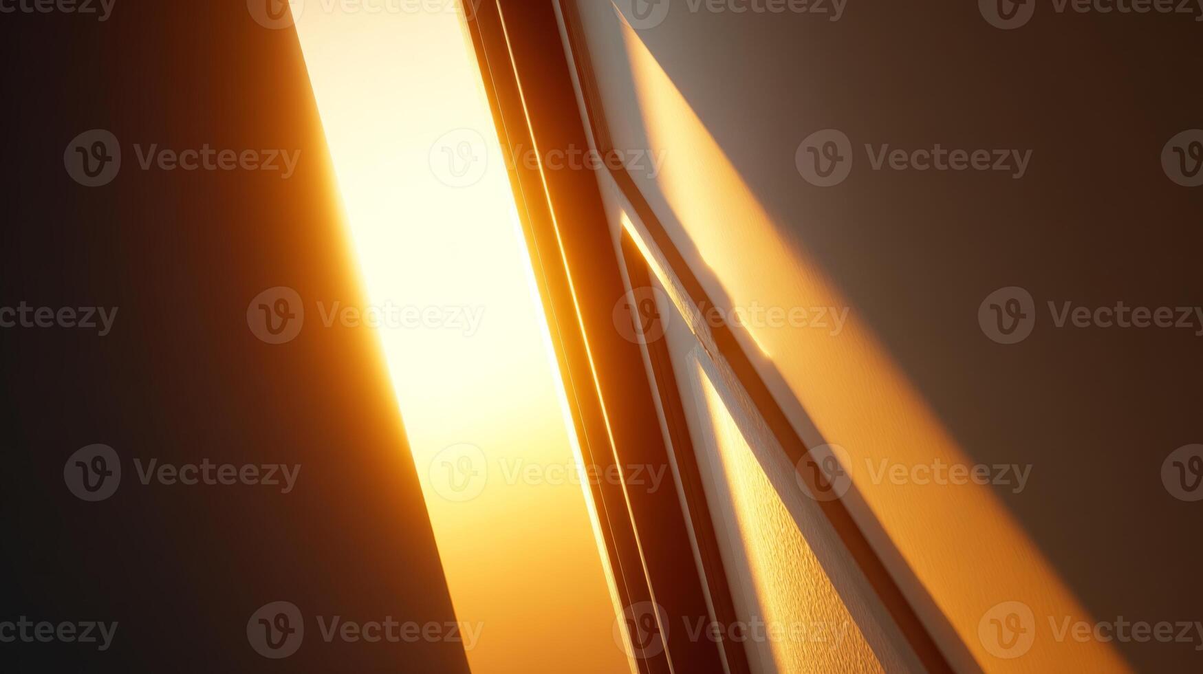 A warm glow of sunlight streaming through a partially open door, creating an inviting and tranquil ambiance. photo