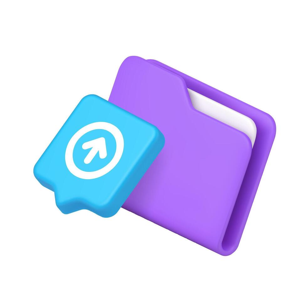 3d Realistic Icon Of Folder With Update Symbol In Isometric Modern Colorful Style vector