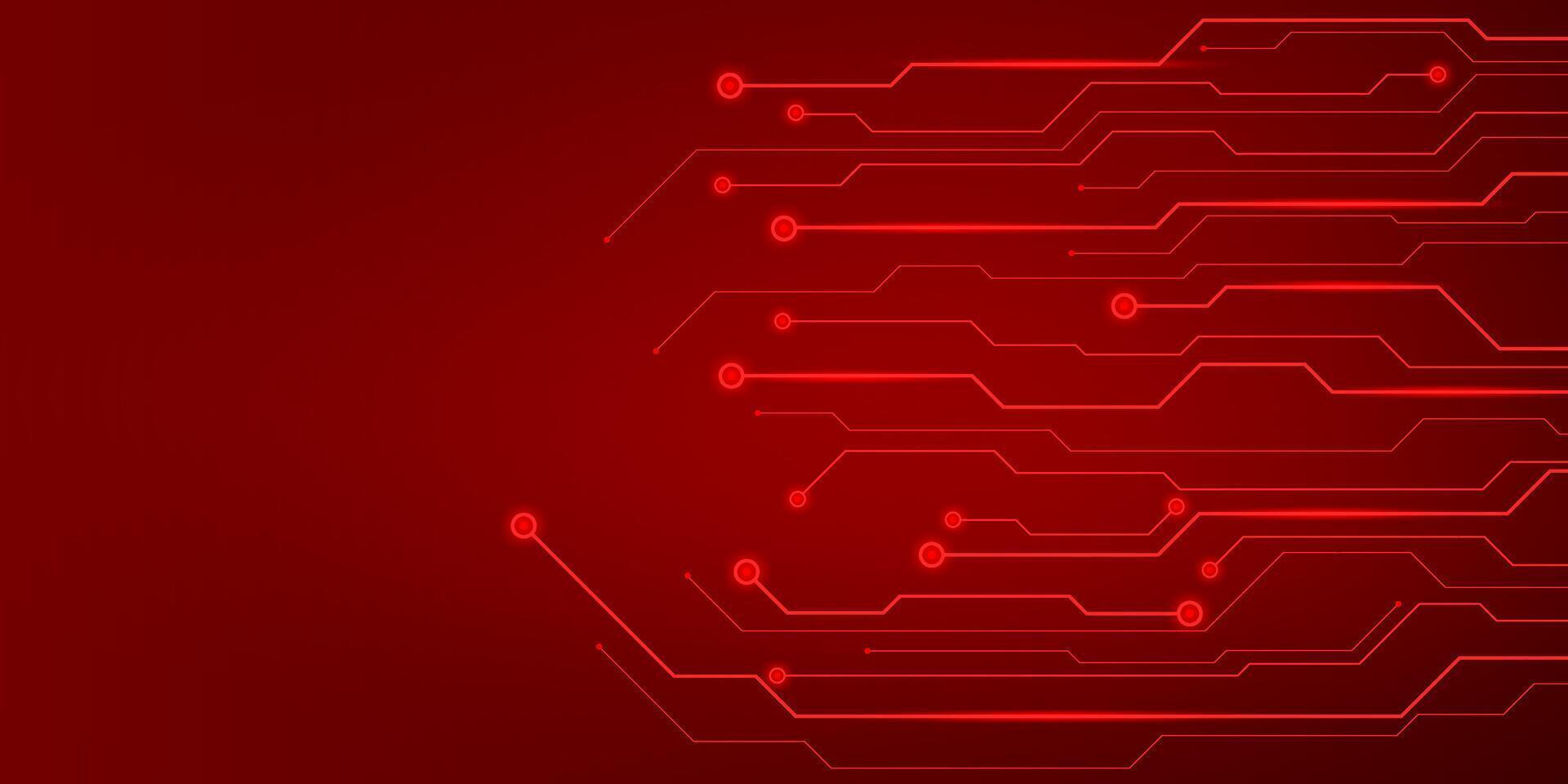 Red abstract background with circuit line pattern vector