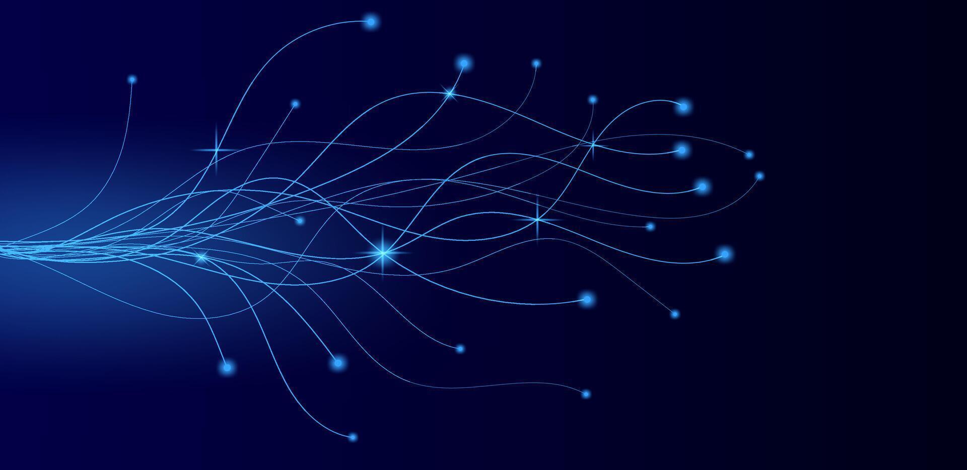 Technology dark blue background with glowing network lines vector