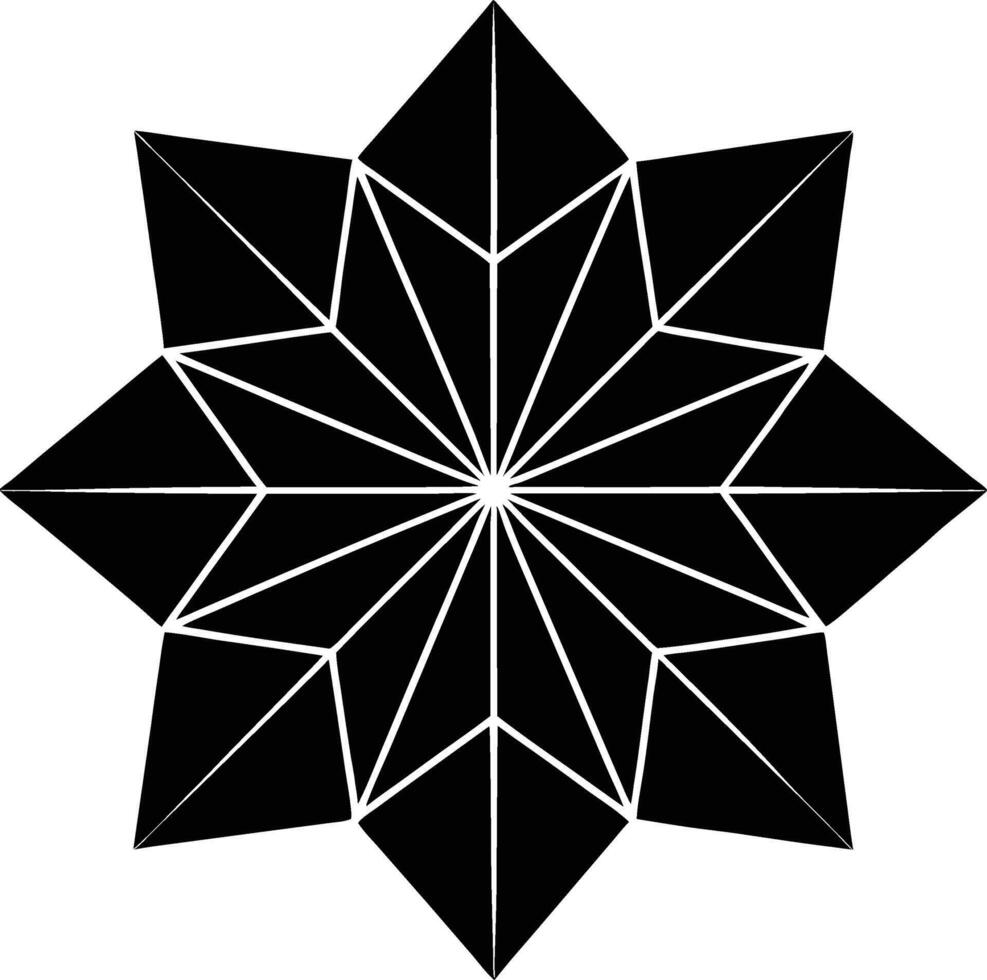 Geometric starburst pattern with sharp edges and intersecting lines on a white background vector