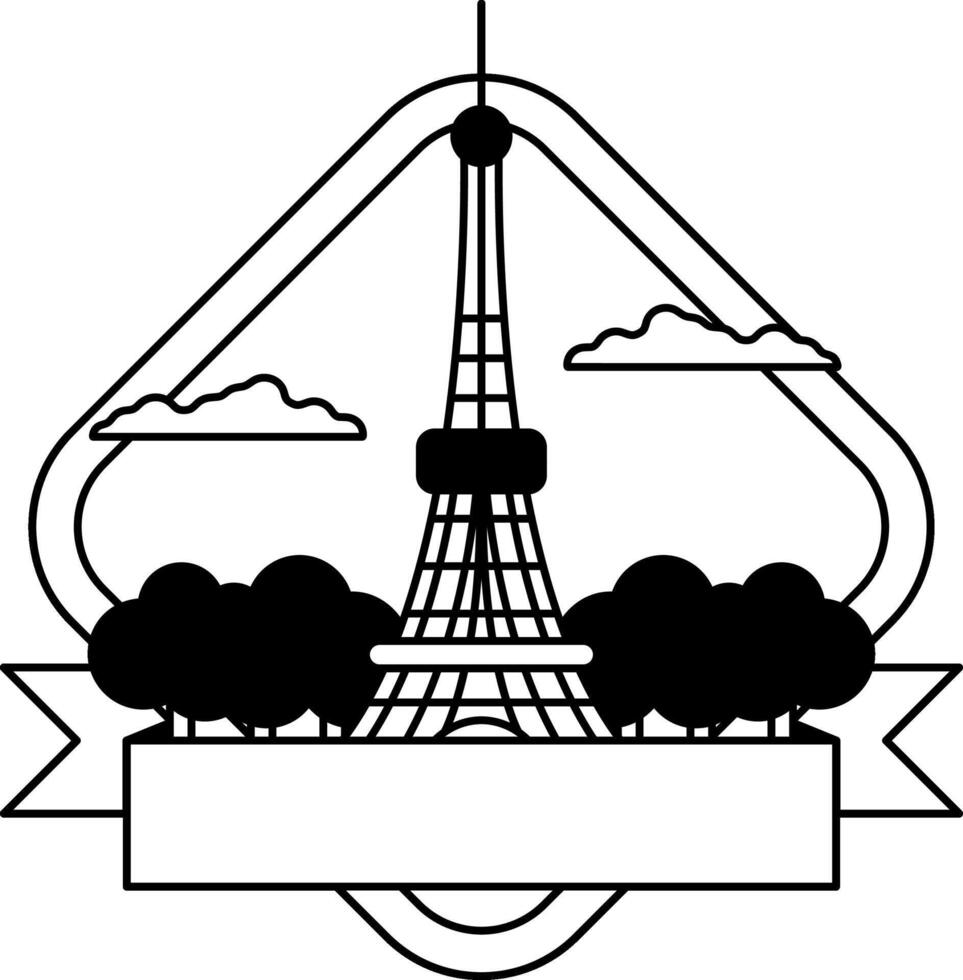 black and white logotype of isolate Eiffel Tower vector