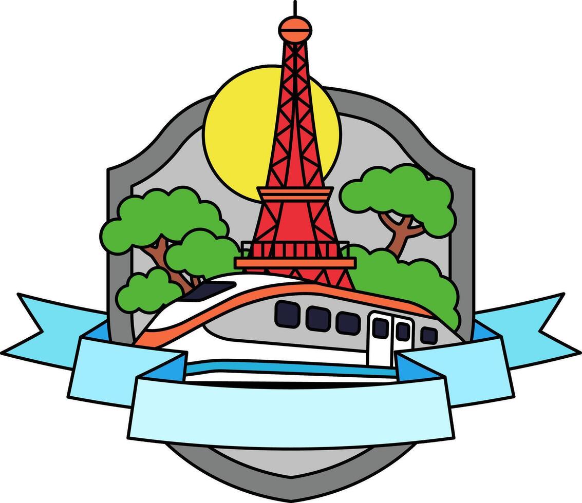 logotype of train in front of the Eiffel Tower vector