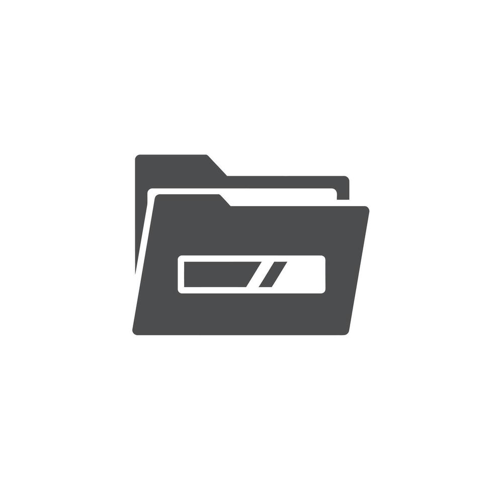 archivo carpeta con un Progreso bar icono representando datos transferir y proyecto terminación vector