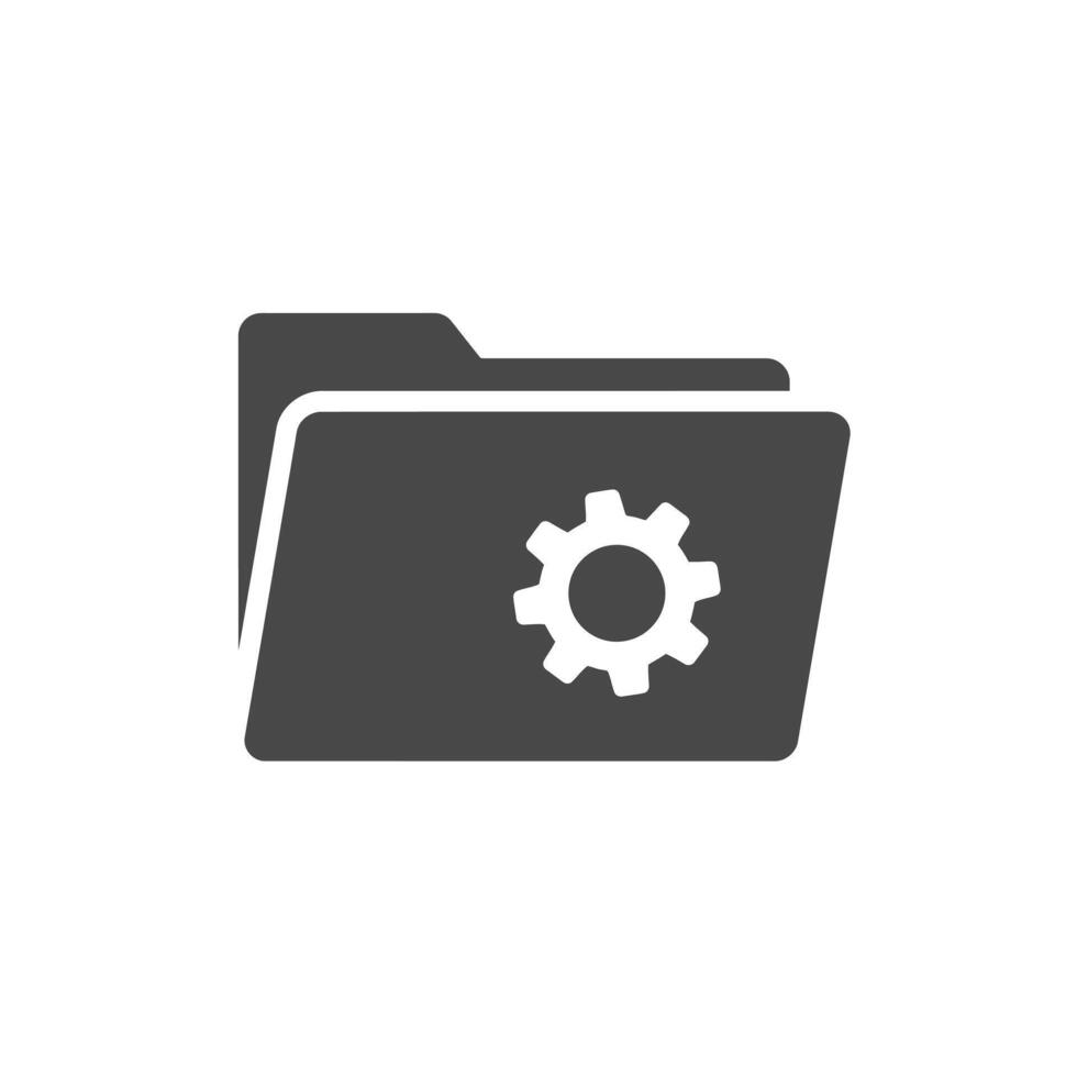 Management folder icon with a gear symbolizing system settings and file organization vector