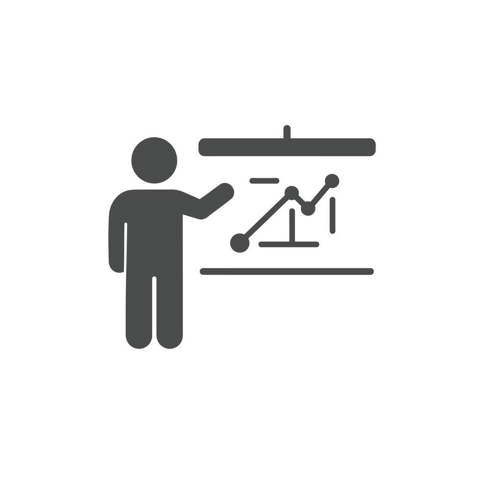 Business presentation on a whiteboard with a person explaining a project plan vector