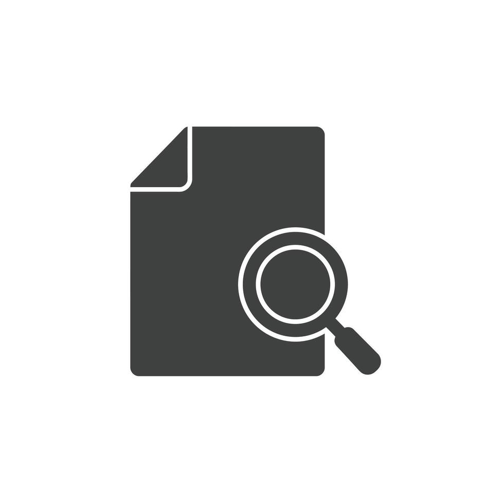 Research document with a magnifying glass for auditing and information analysis vector