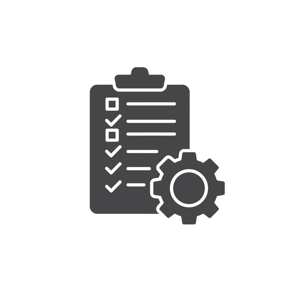 Cogwheel with a checklist icon representing process management and operational workflow vector