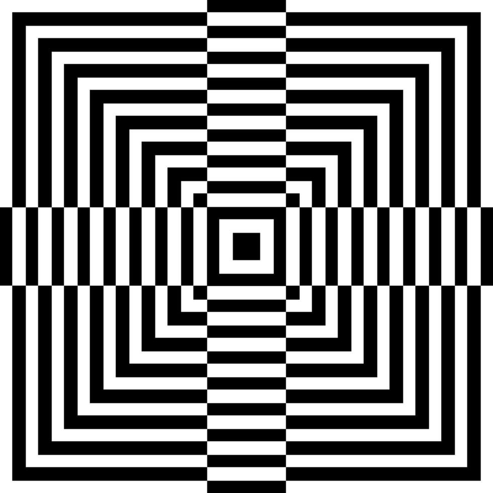 Pattern with optical illusion. Quadrangular black and white shapes form a pattern with a hypnotic delusion effect vector