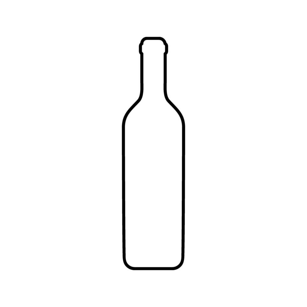 Outline of wine bottle stands alone on white background representing minimalism and simplicity, perfect for bar or restaurant menus. vector
