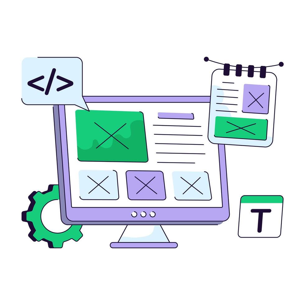 Editable design icons of block website vector