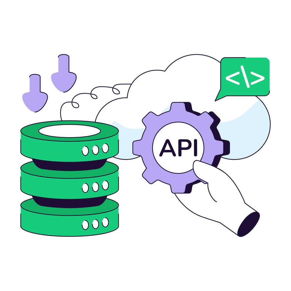 Trendy design icons of cloud api vector