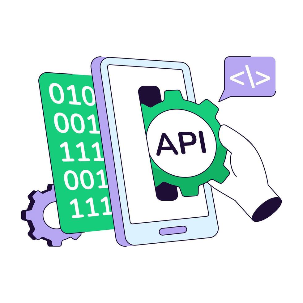Trendy design icons of mobile api vector