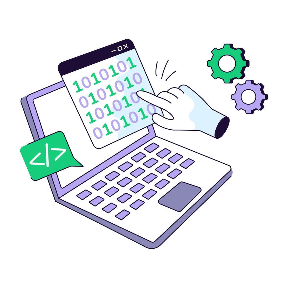 A flat illustration design of binary website vector