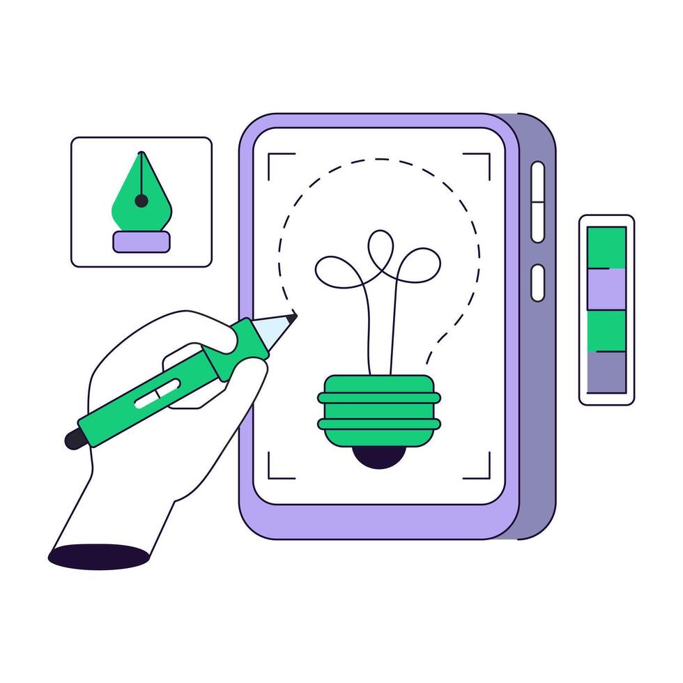 Light bulb inside mobile showing flat concept of mobile idea vector