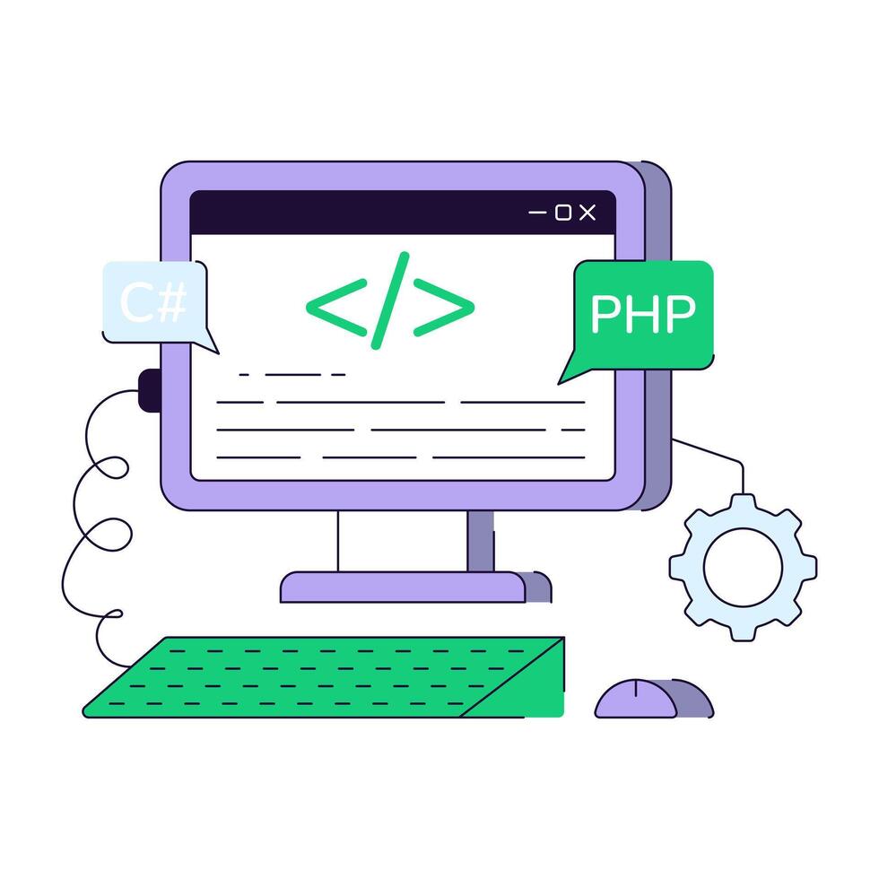 único plano diseño ilustración de sistema codificación vector