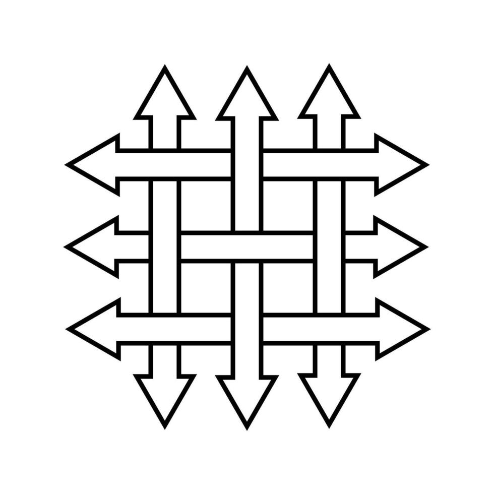 Symmetrical Grid Arrows Pointing in Multiple Directions, arrows arranged in grid pattern with alternating directions layout vector