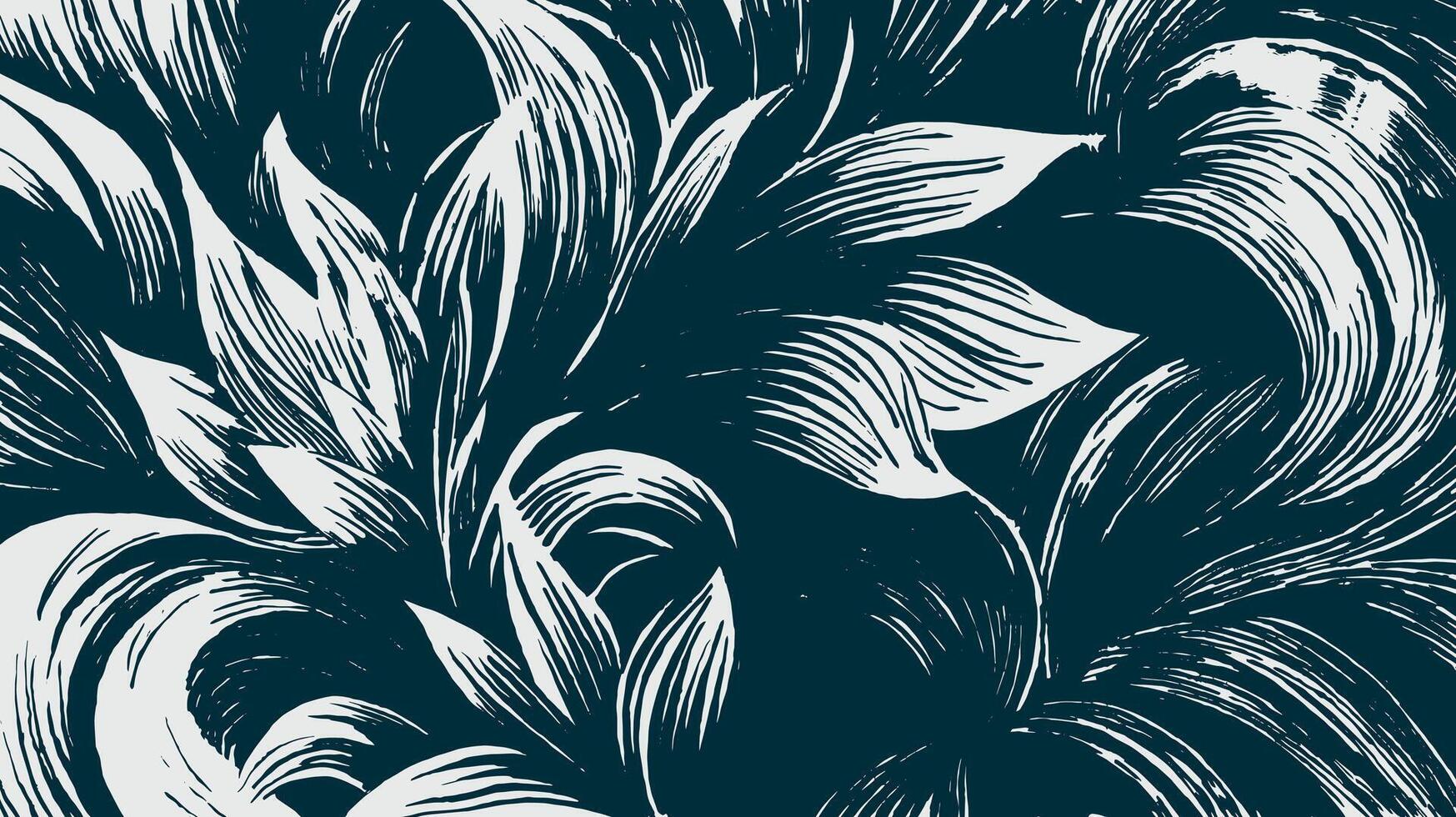 Elegant hand drawn abstract foliage pattern. Flowing brushstroke lines form organic leaf and wave shapes, creating a dynamic, modern, and timeless design. vector