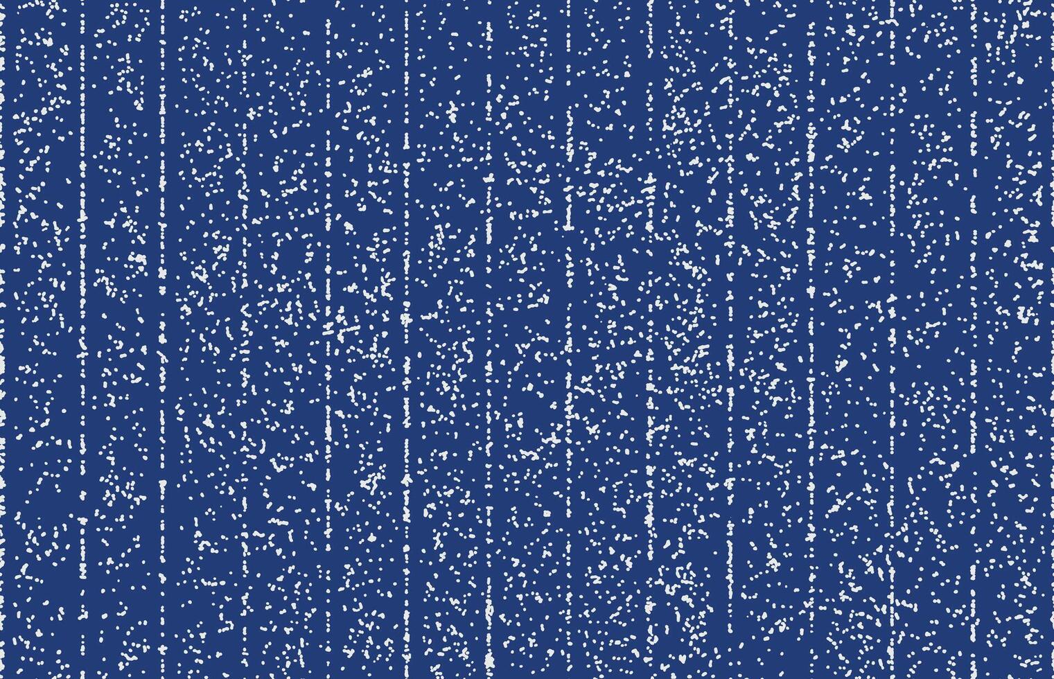 Creative seamless, hand drawn Japanese-inspired abstract pattern featuring dense white stippling and vertical streaks on a rich blue background, creating a distressed, textured look. vector