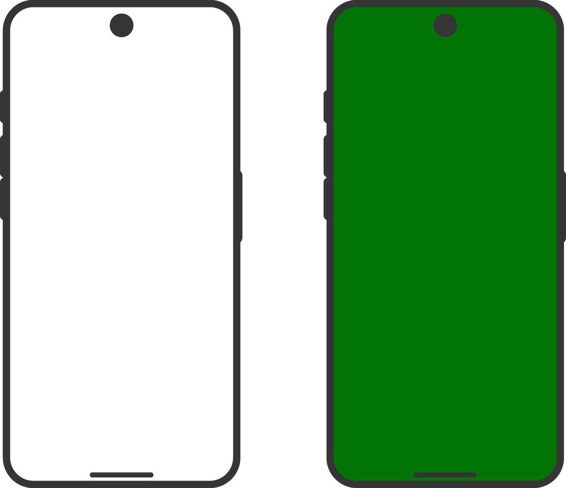 Realistic smartphone mockup template transparent and green background. digital communication concept. Device front views vector