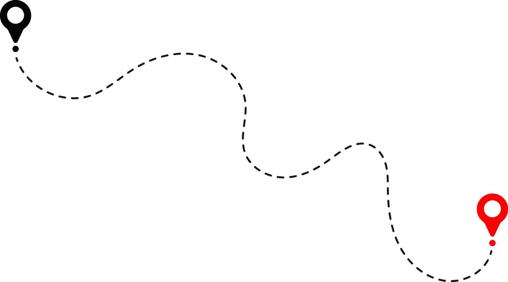 Route icon dotted line with location symbol. Travel path icon. flying plane with twisted. Dotted line route with location pin. destination pin signs vector