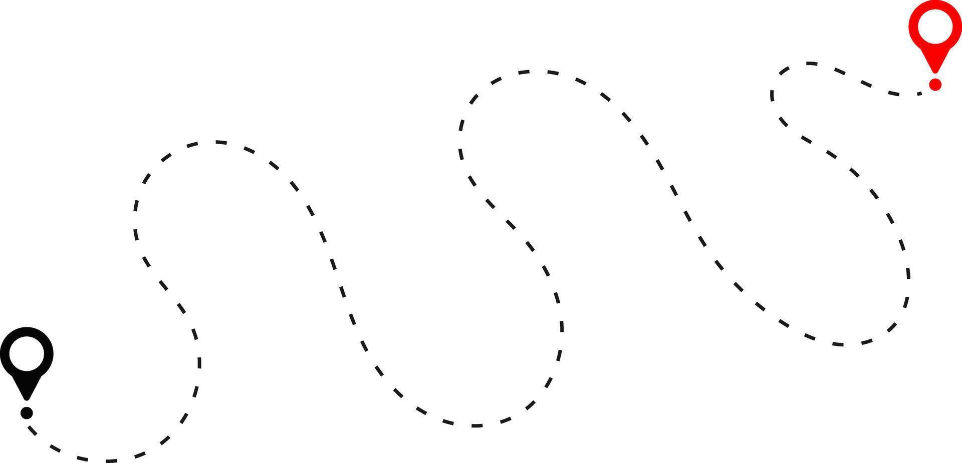 Route icon dotted line with location symbol. Travel path icon. flying plane with twisted. Dotted line route with location pin. destination pin sign vector