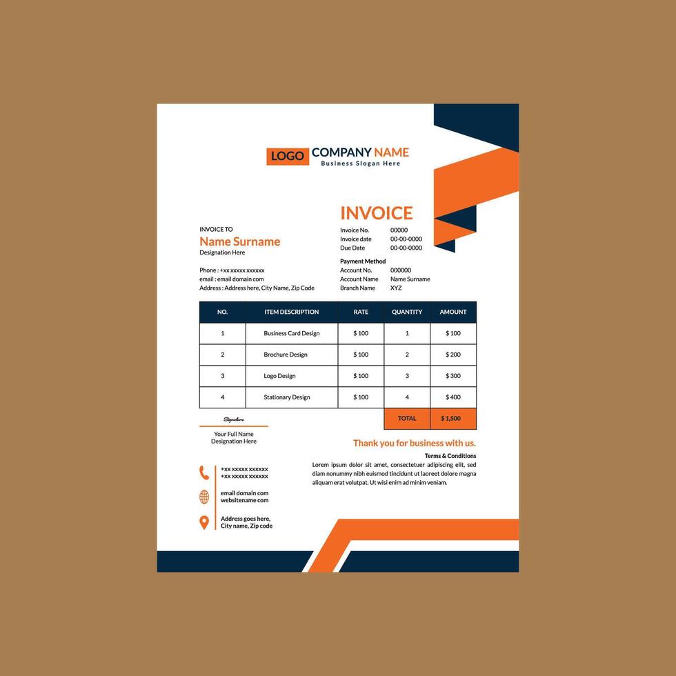 Modern Invoice Design. Elegant Template Display for Promotion. vector