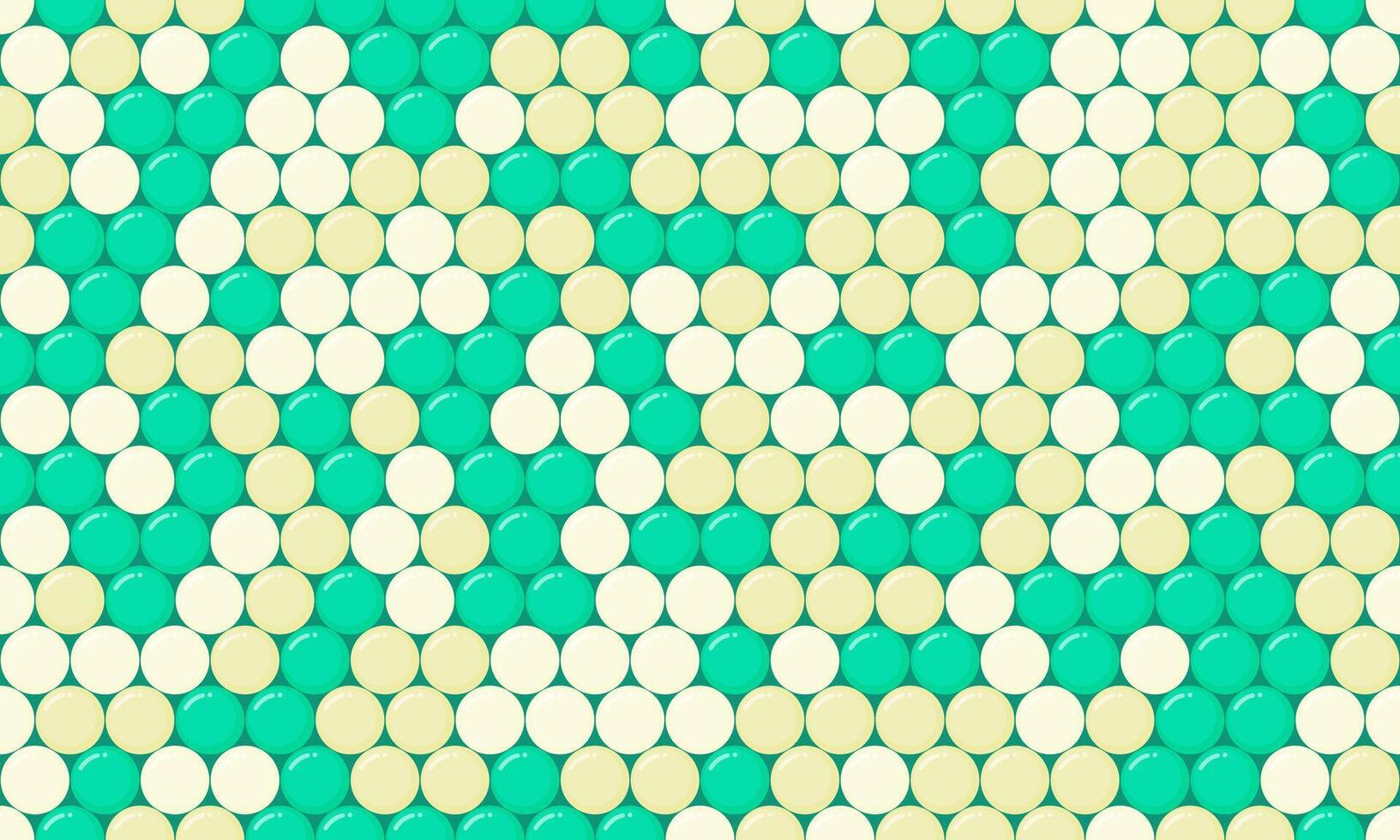 Abstract seamless pattern of teal and cream circles. Modern geometric design ideal for backgrounds, textures, websites, and branding. Evokes feelings of calm and order. vector
