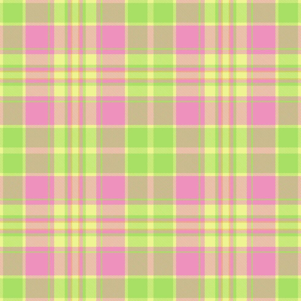 Cheerful plaid pattern. Versatile textile design in pastel pink, green, and yellow. Ideal for backgrounds, apparel, or adding a touch of fun to any project. vector