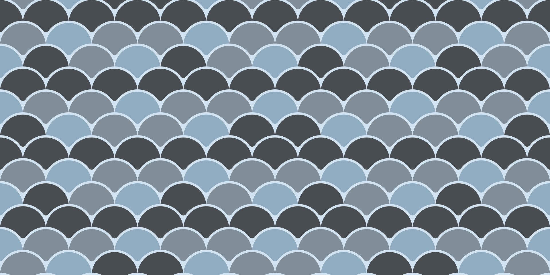Abstract seamless pattern of overlapping semicircles in calming blue and gray tones. Perfect for backgrounds, website designs, textile prints, and more. vector