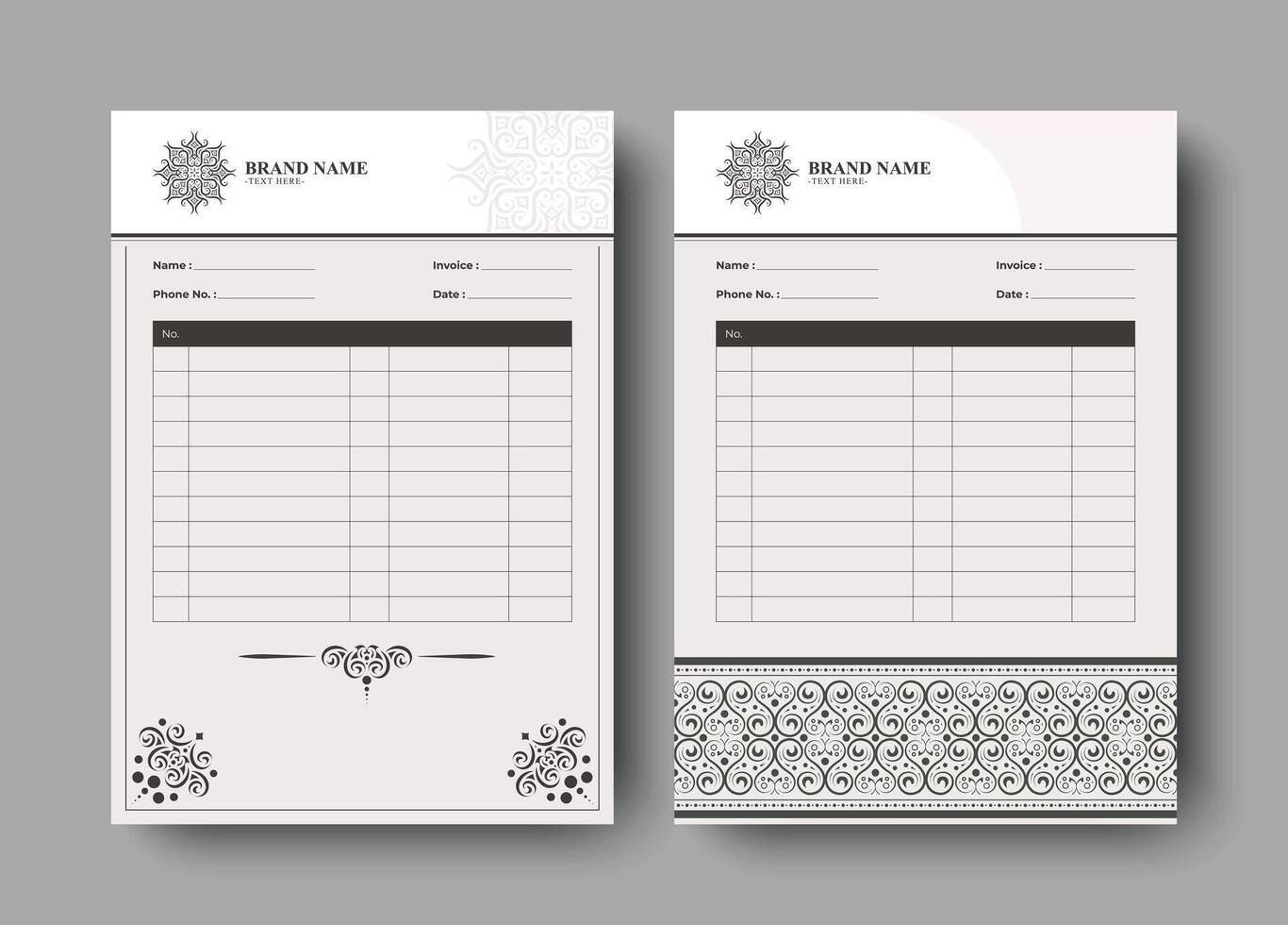 elegant invoice templates with decorative designs vector