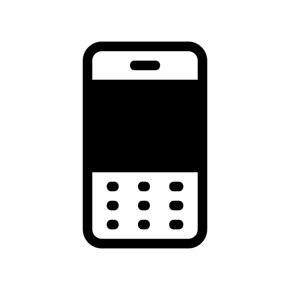 Retro Cellphone Icon Featuring a Small Screen and a Numeric Keypad vector