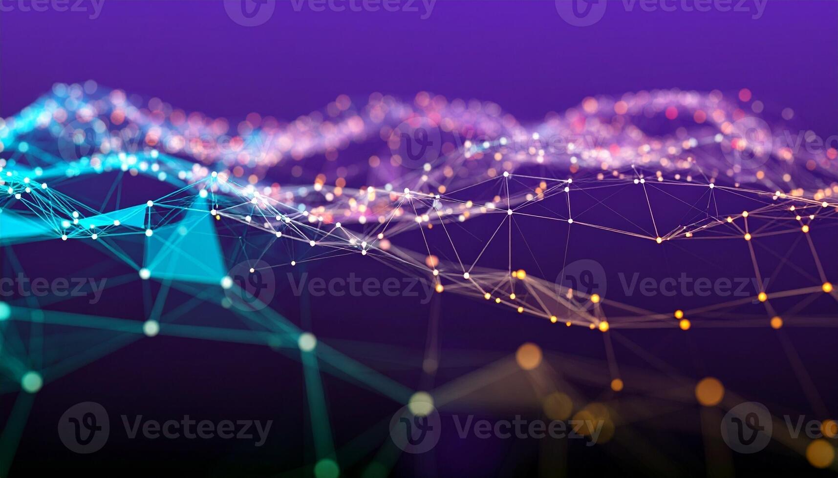 Dynamic network connections with glowing nodes for cutting-edge technology or science concepts and vibrant digital innovations photo