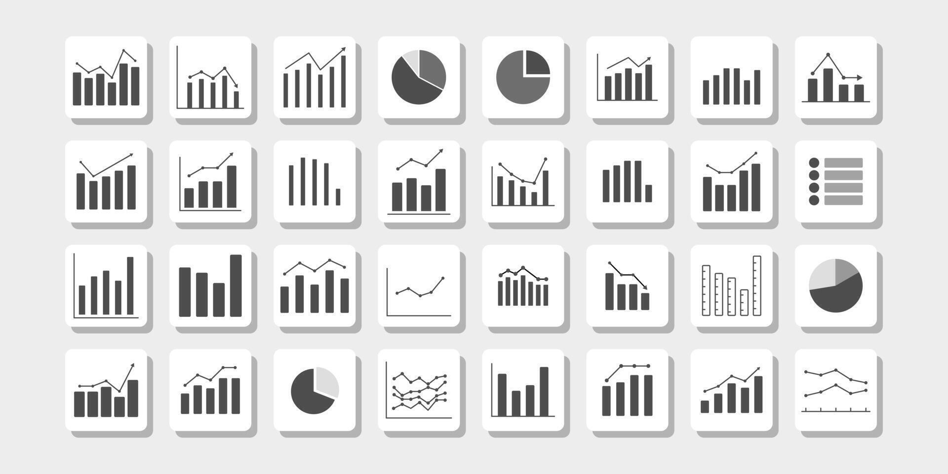 Icon collection of various chart types vector