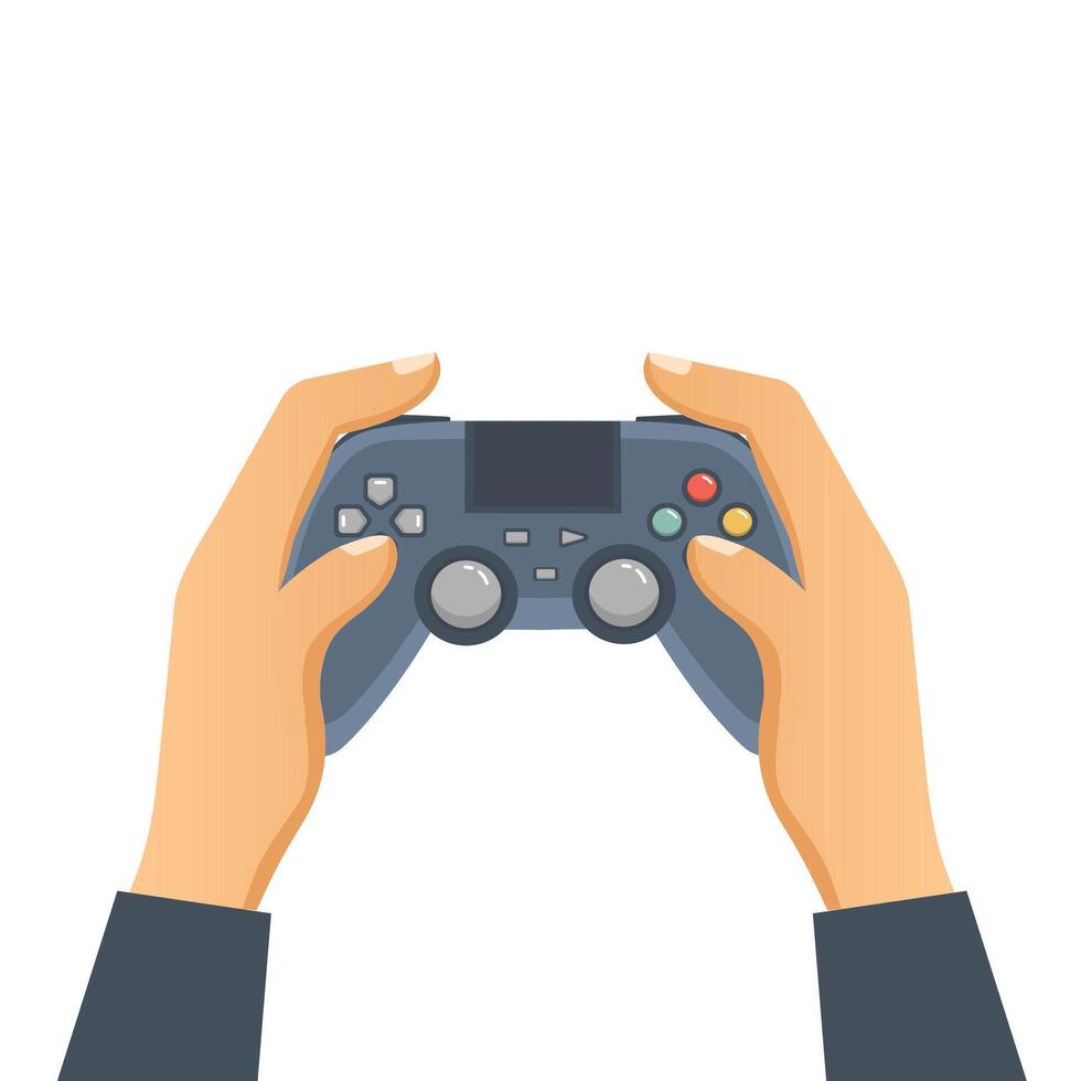 Hands holding a video game controller vector
